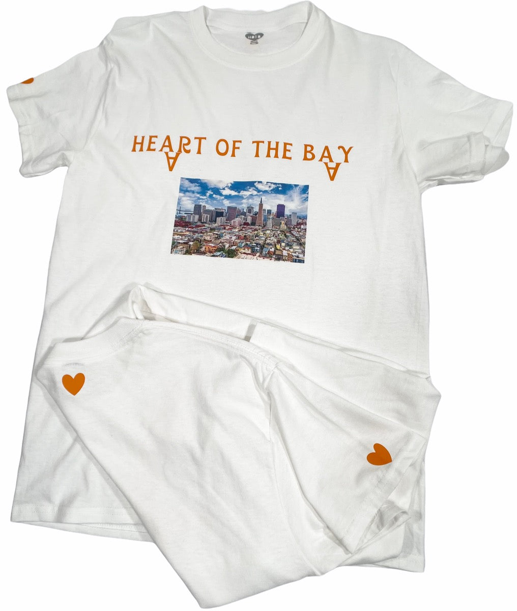 City Life 'Heart of the Bay' Tee- Short- White/Orange