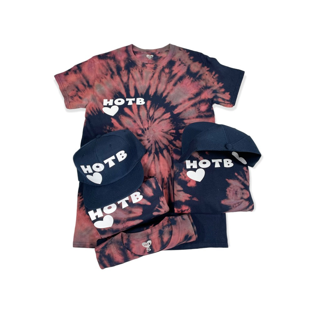 ‘HOTB’ Luxe Tie Dye Tee- Red-Navy Spiral