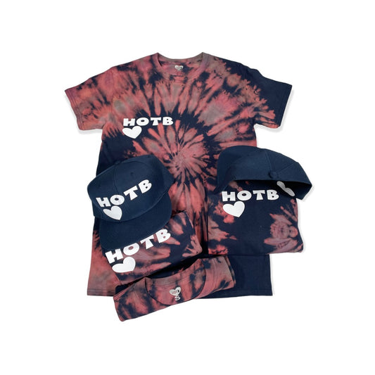 ‘HOTB’ Luxe Tie Dye Tee- Red-Navy Spiral