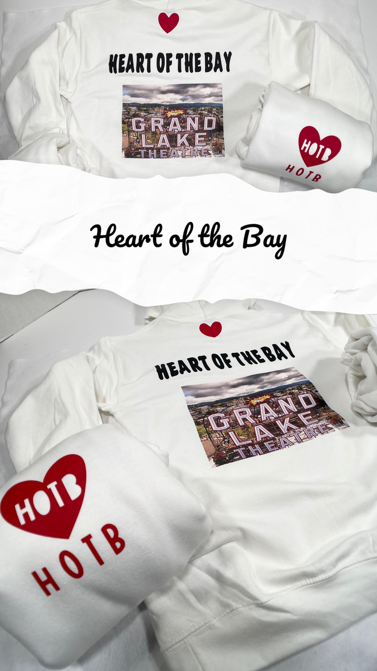 “Heart of the Bay’ Signature Grand Lake Hoodie- Red/White