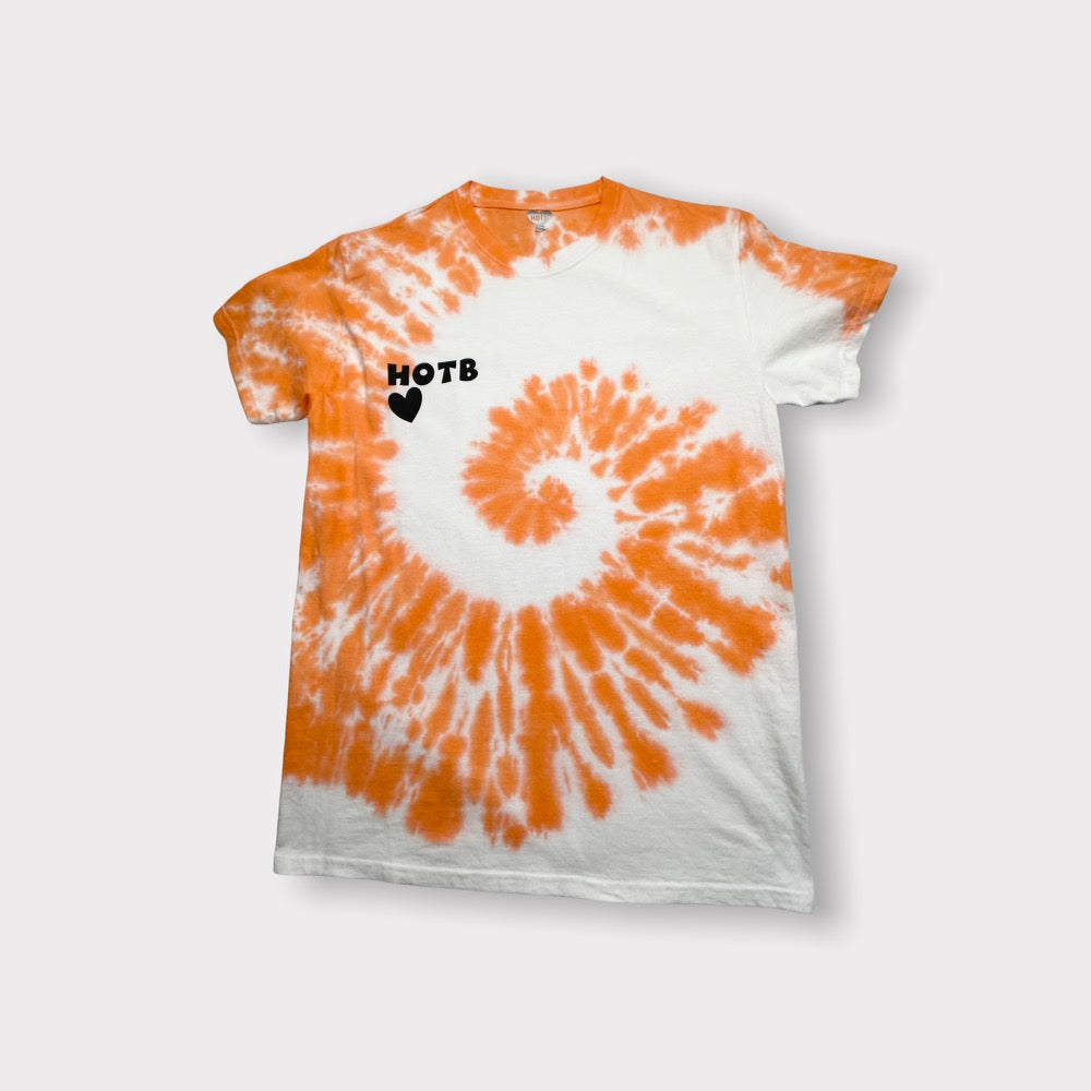 ‘HOTB’ Luxe Tie Dye Giants Tee- Orange Spiral